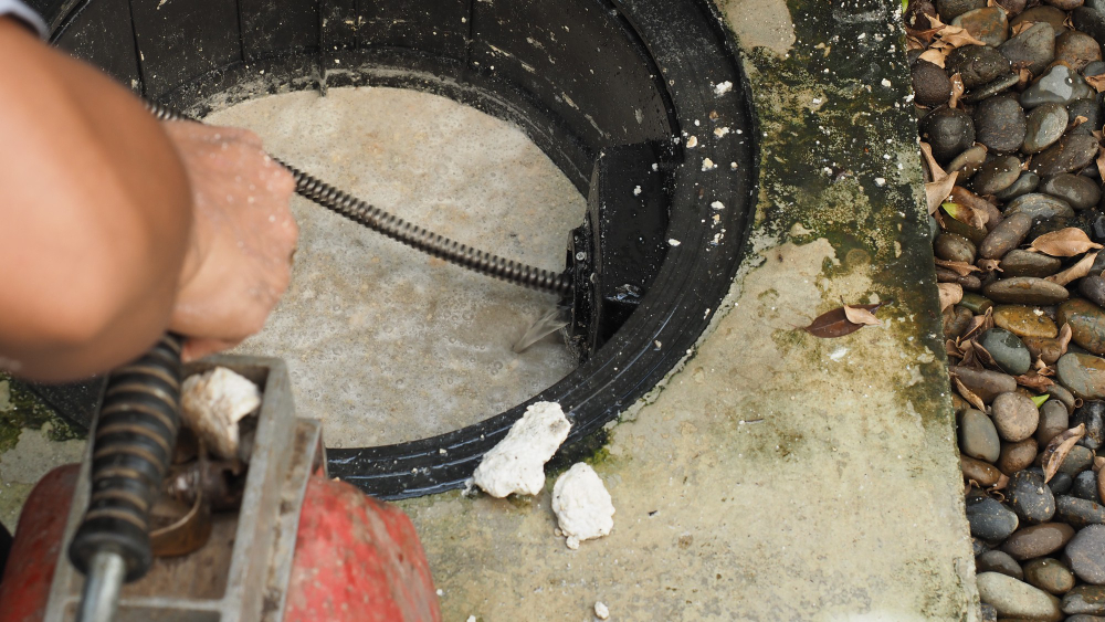 Drain cleaning equipment used for clogged drain repair